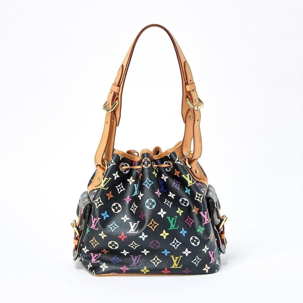 Louis Vuitton Petit Noe Monogram Multicolor Shoulder Bag Noir Gold